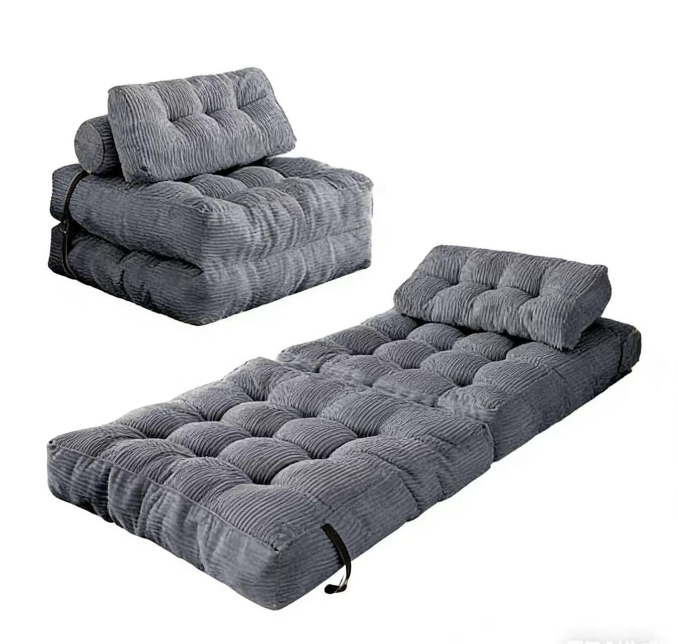 Folding Sofa Bed Modular Floor Couch Convertible Chaise Lounge with Pillow Back Support Comfy Floor Sofa Lounge Portable