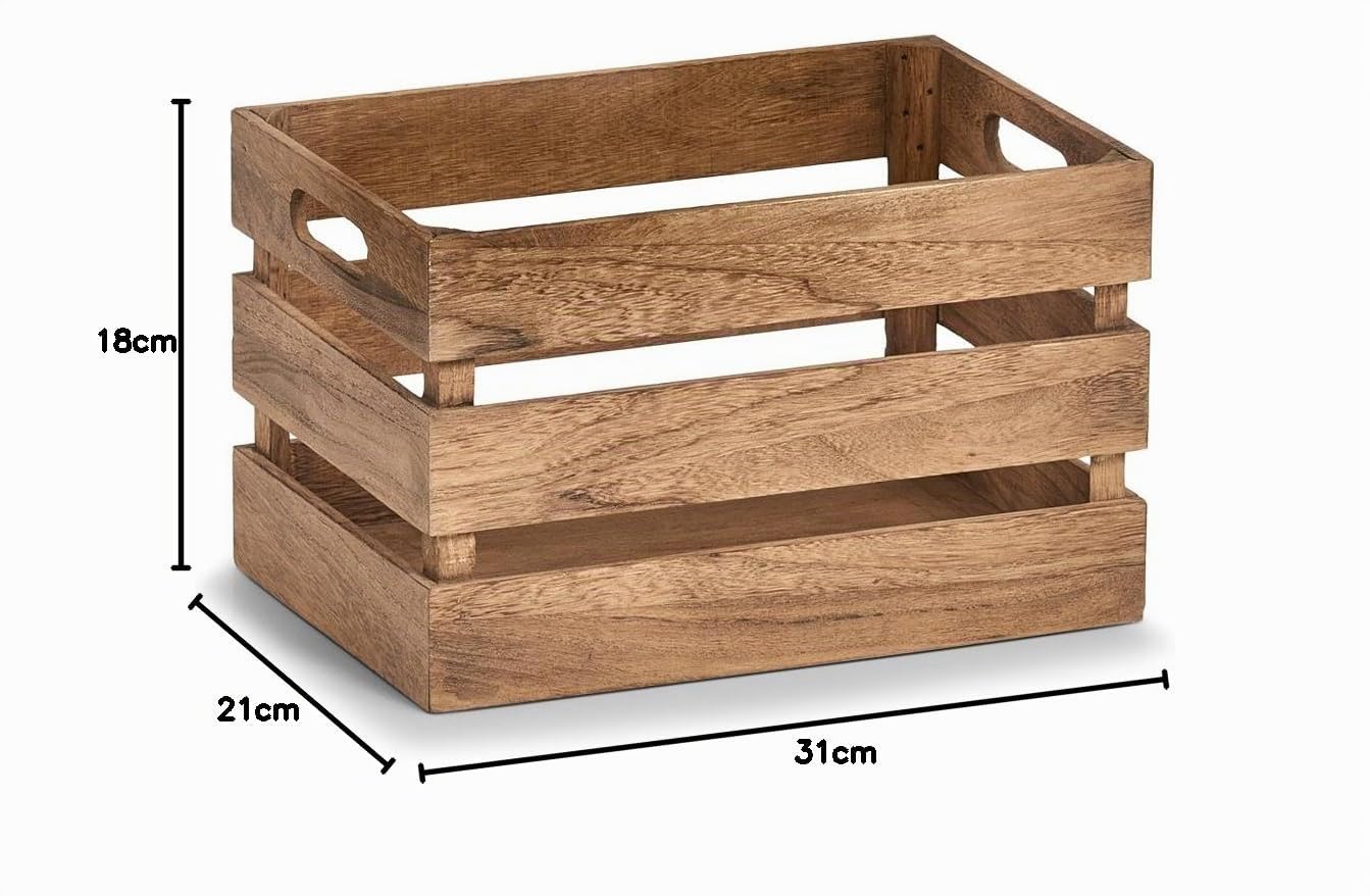 Caja de almacenamiento vintage Zeller 15165, madera, natural, aproximadamente 31 x 21 x 19 cm