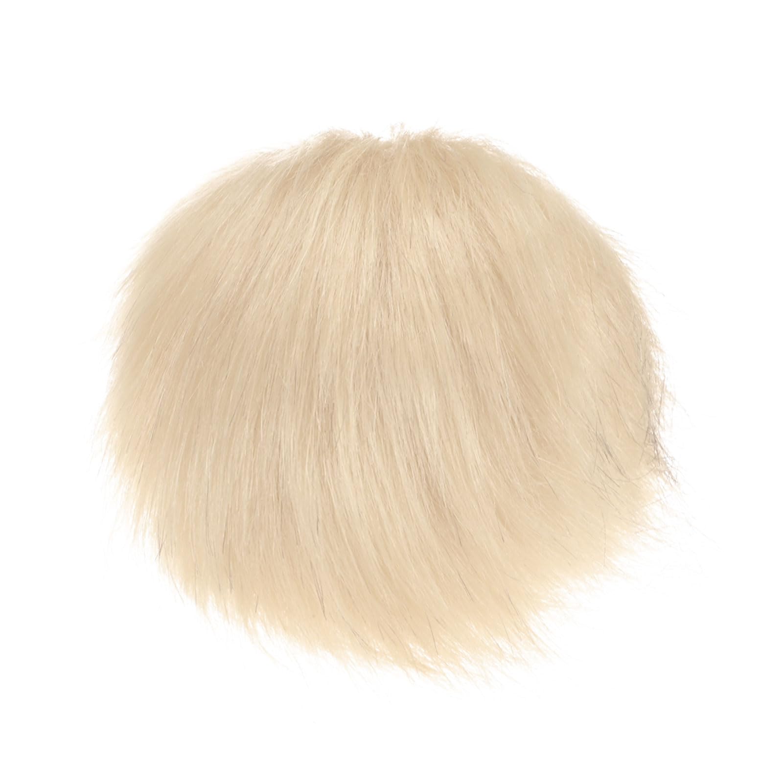M METERXITY 1-Pack Faux Fur Pom Poms, 5.9 Inch/ 15 cm Soft Fluffy Pompoms Balls with Elastic Loop for Hats/Bags/Keychains/Knitting Accessories/DIY Crafts [Beige]