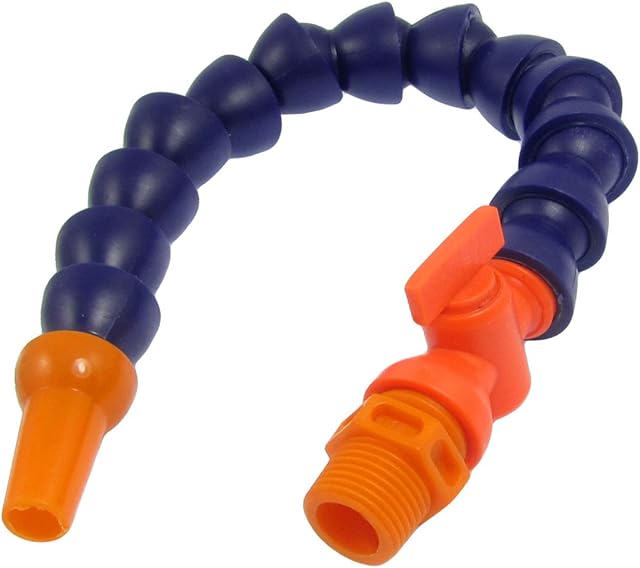 sourcingmap 14.4" Dark Blue 1/2-14NPT Thread Round Spout Plastic Flexible Oil Coolant Pipe Hose