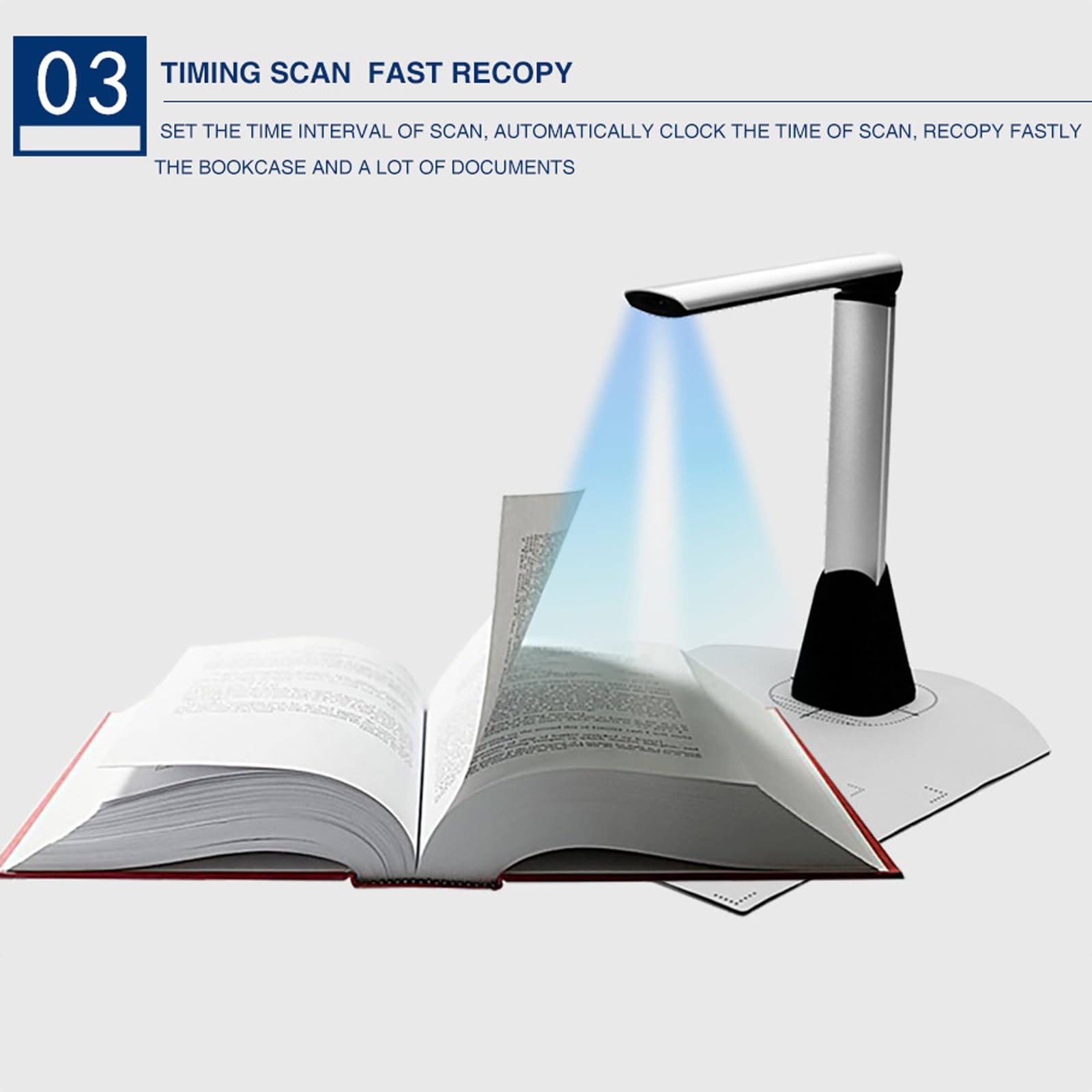 Scanner de livres portable, appareil photo de documents haute vitesse avec bloc de numérisation, design compact pour une numérisation efficace de documents, reçus, images et photos