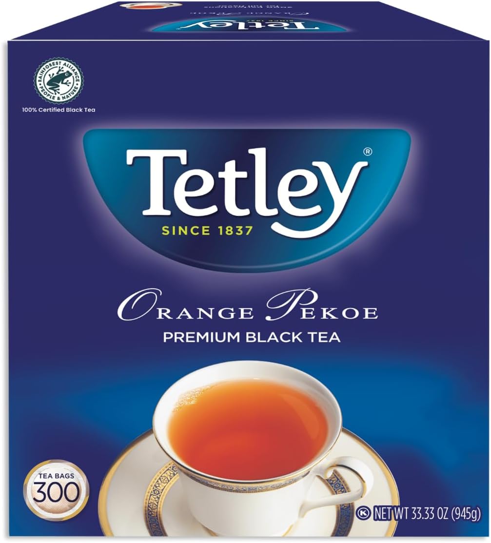 Tetley Orange Pekoe Premium Black Tea Bags – 300 Count (945g) | Rich, Full-Bodied Flavor | Smooth & Refreshing | Ideal For Daily Tea, Home & Office