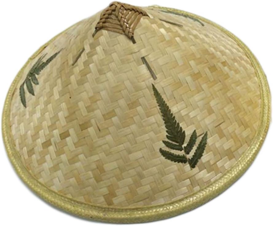 1Pcs Bamboo Rattan Hat Comfortable Retro Handmade Weave Straw Hat Tourism Traveling Farm Cap Fishing Farmer Fisherman Sunshade Hat (Diameter: 36cm)