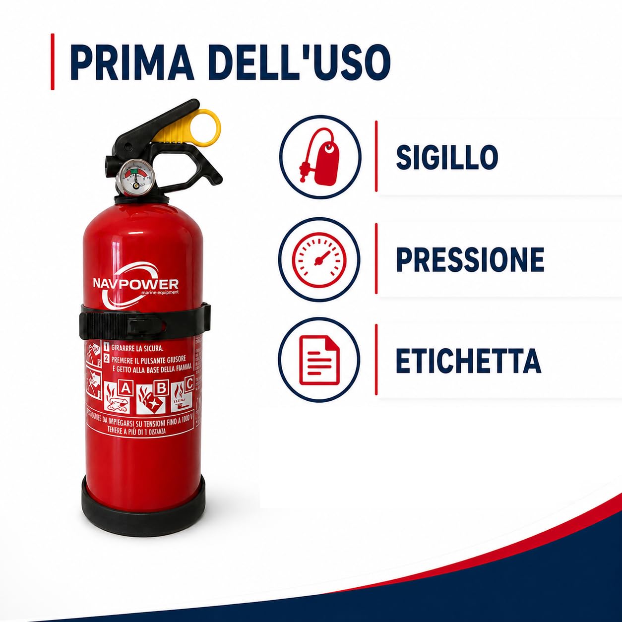 4 Estintori Navpower a Polvere ABC 1 kg MED per Barca Camper Casa Ufficio
