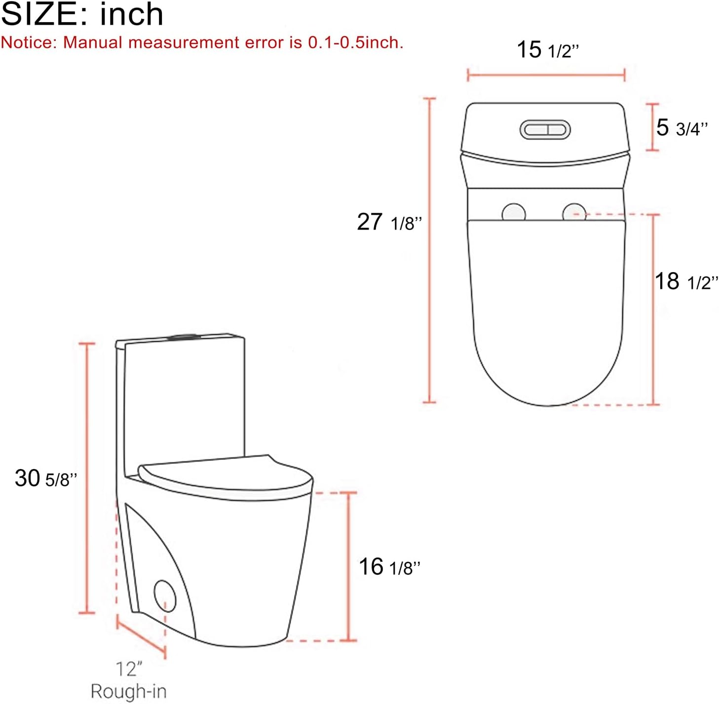 Elongated One Piece Toilet for Bathroom, 1.1/1.6 GPF and MAP 1000g Dual Flush Compact Toilet, 17" Comfort Chair Seat ADA Height, Soft Closing Seat, 12'' Rough-In (Gloss White)
