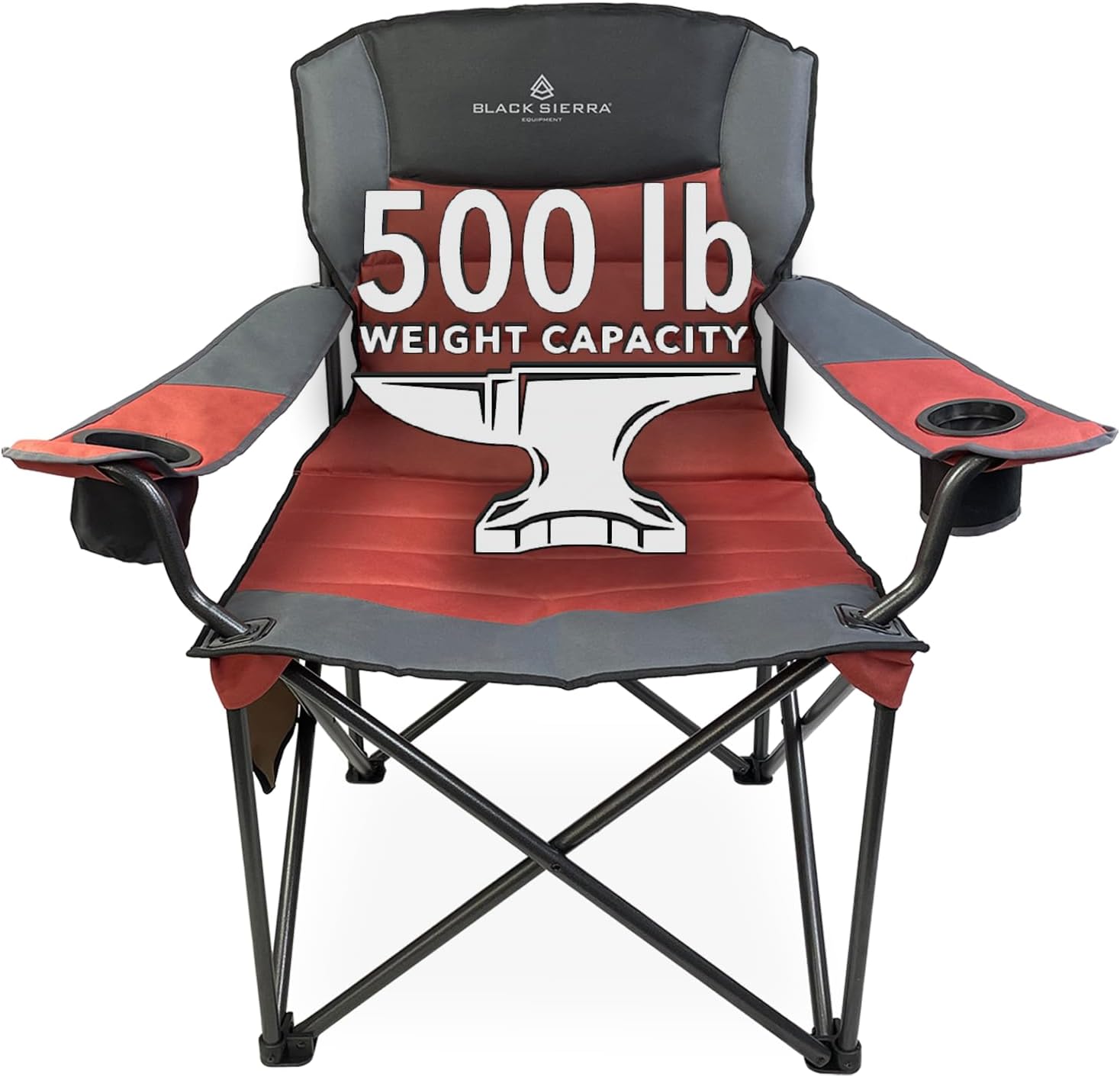Amazon.com: Black Sierra Oversize XL Camping Chair Supports 500 lbs, Padded Folding Outdoor ...