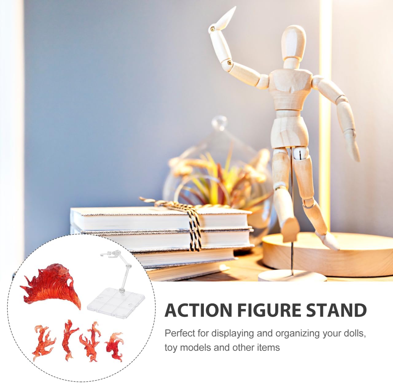 ULTECHNOVO Fire Action Figure Effects with Display Stand, Flame Accessory Set for DIY Model Building, Compatible with 6 Inch Figures, , and 1/144 Scale Models, Red