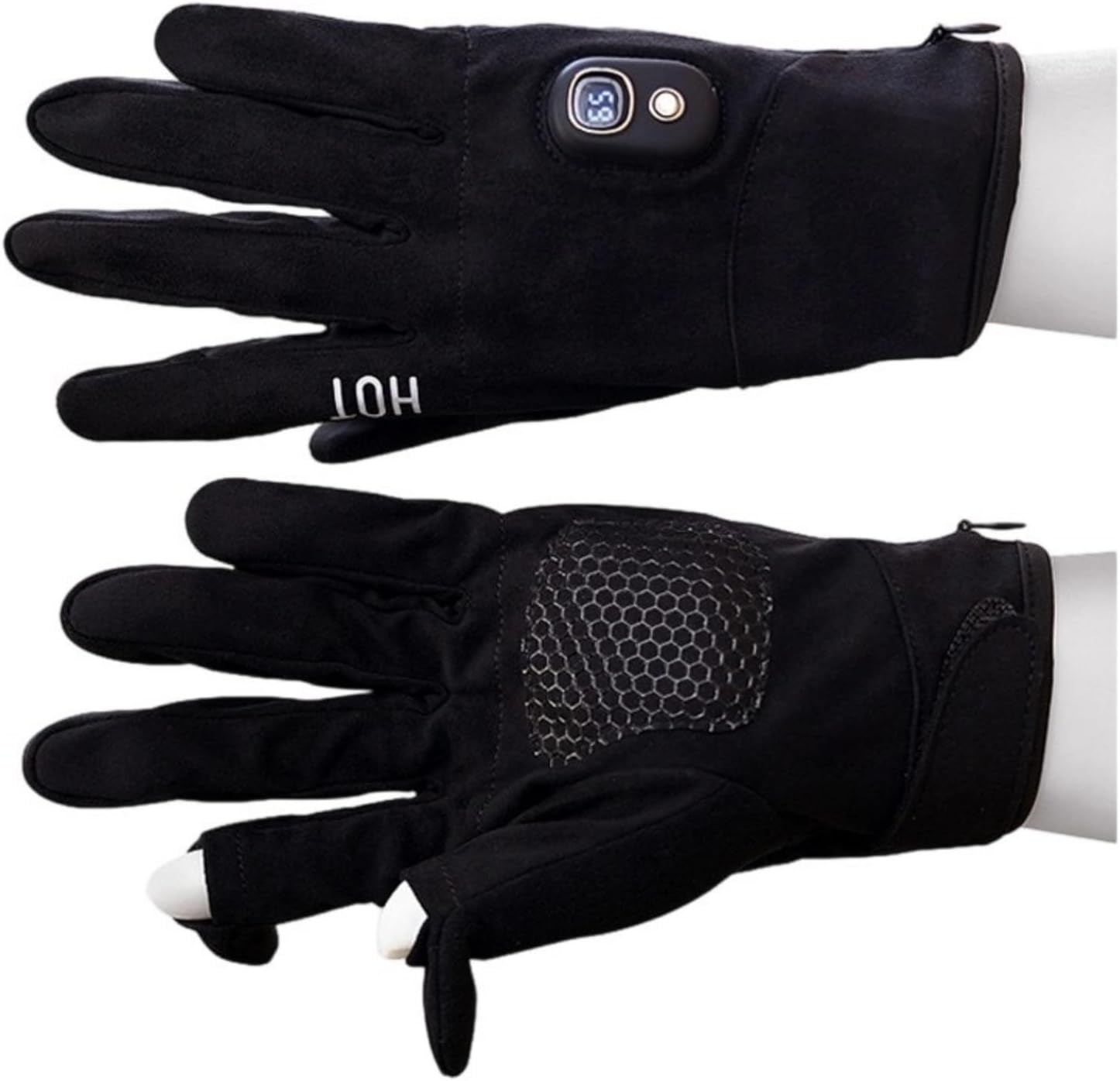 Fleeces Lined Heated Gloves for Cold Weather 5 Temperature Models with LED Display Heated with LED Display