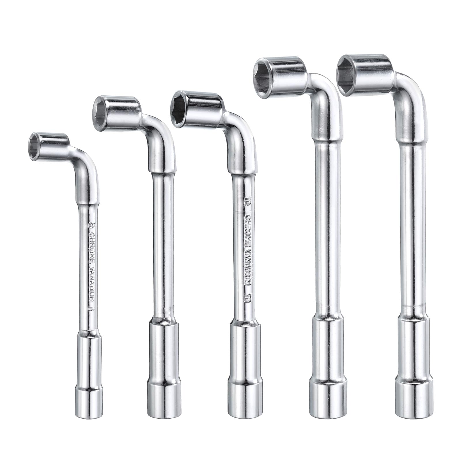 HARFINGTON 5pcs L Shaped Angled Hex Socket Wrench 8/9/10/11/12mm High Carbon Steel Double Ended Metric 6 Point Tubular Socket Spanner for General