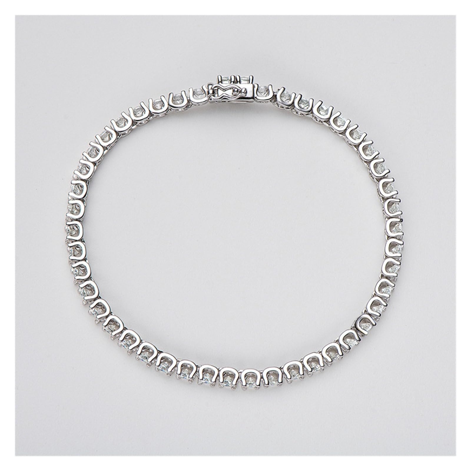 LYGBAOFUL Armband Armband925 Silber 4,6 Karat Moissanit Tennisarmband Damenschmuck 3 mm rundes Moissanit-Gliederkettenarmband 14 Karat Weißgold plattiert (grüne Farbe - 18,5 cm)