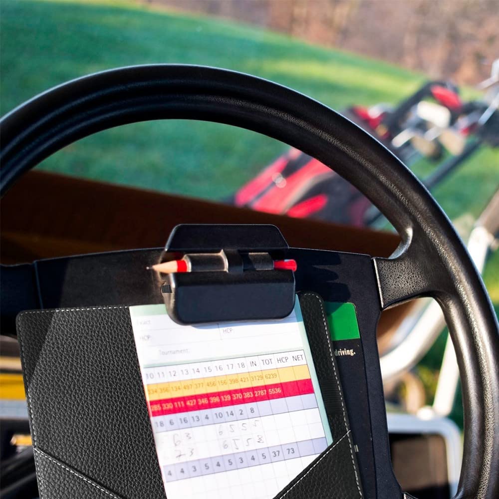 MiOYOOW Soporte de tarjeta de puntero de golf de piel, accesorios de golf portátiles de soporte de libro de distancia de golf para Notación de juego de Golf