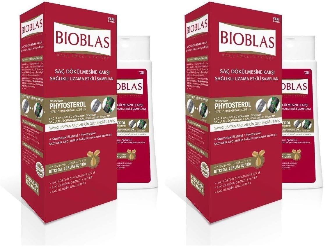 BIOBLAS Saç Dökülmesine Karşı Sağlıklı Uzama Etkili Şampuan (Phytosterol) (360 ml) 2li paket