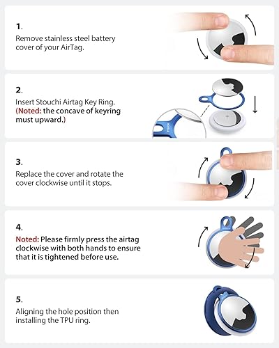 Vista 45 de Stouchi Llavero con soporte para AirTag, funda delgada invisible de aluminio para Air Tag para iPhone 15/14/13/12, perros, llaves, mochilas, 4 gris