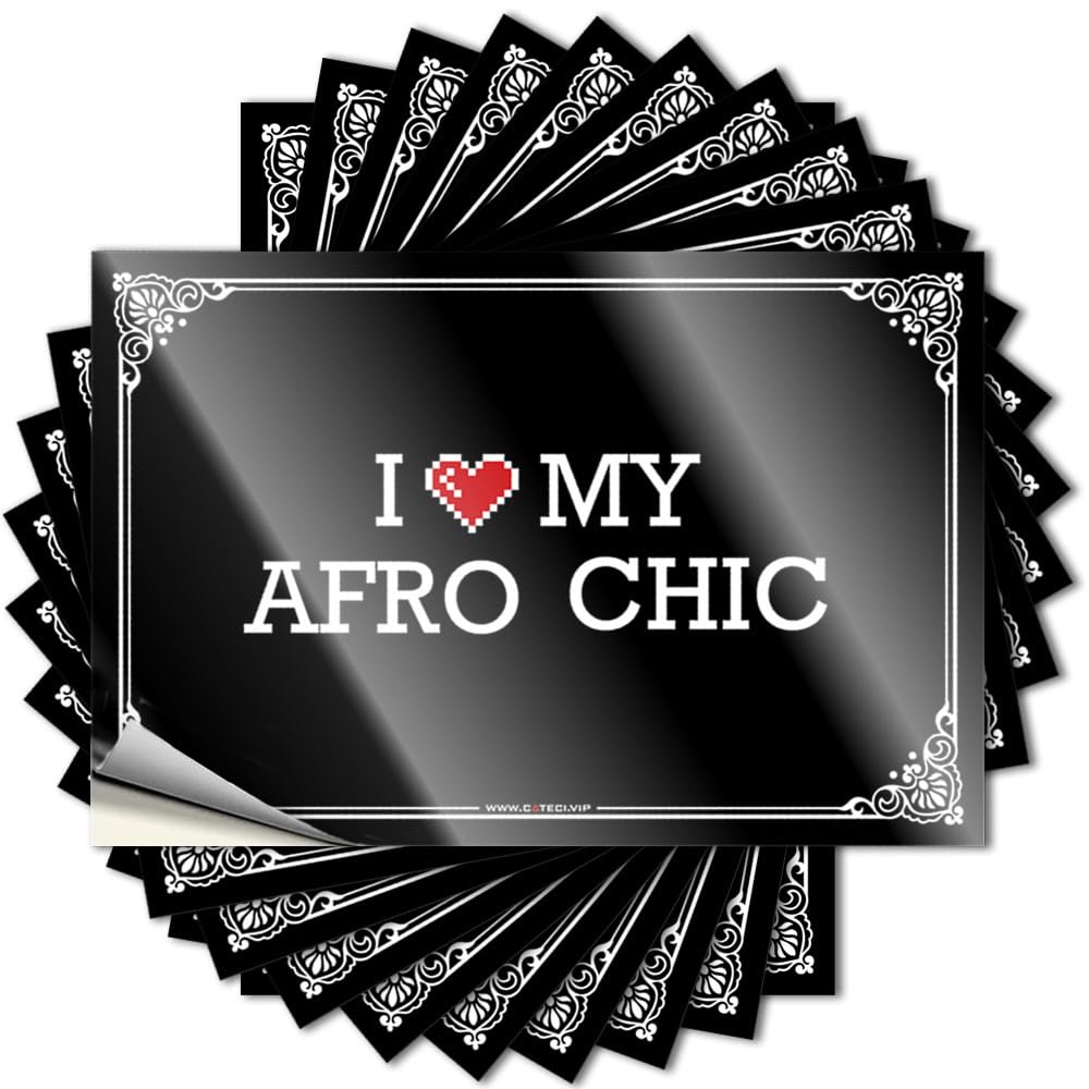 I Love My Afro Chic Sticker Core Self Adhesive | Cute Hard Vinyl Sticker Pack for Student(12X18CM)