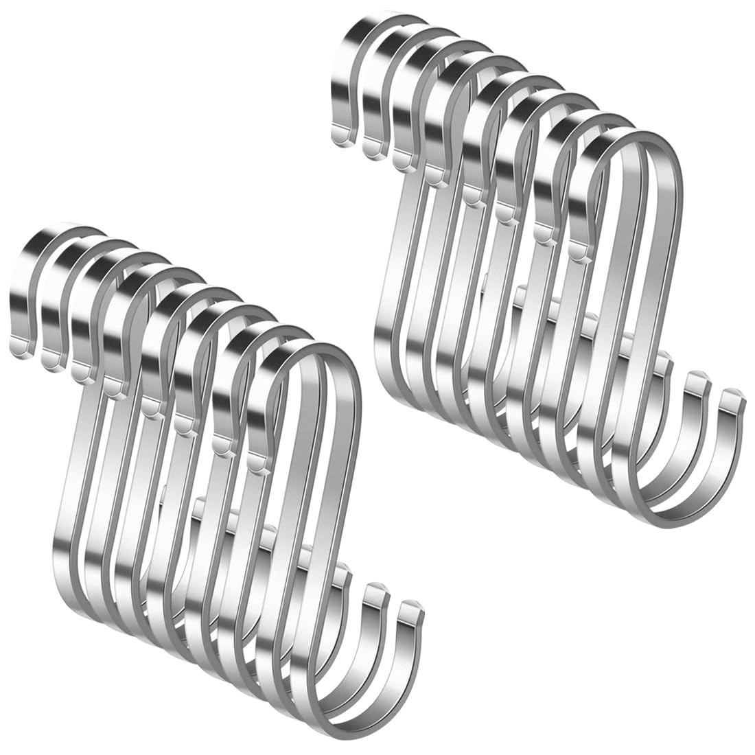 Weerstone Silver 16 Pack S Shaped Hooks - Stainless Steel Heavy Duty Metal Hooks For Kitchen Utensils, Office, Bathroom, Closet, Workshop, Garage, Household