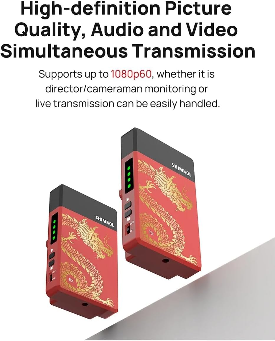 Shimbol TP Mini Max unit with an NPF battery attached, demonstrating multiple power supply modes.