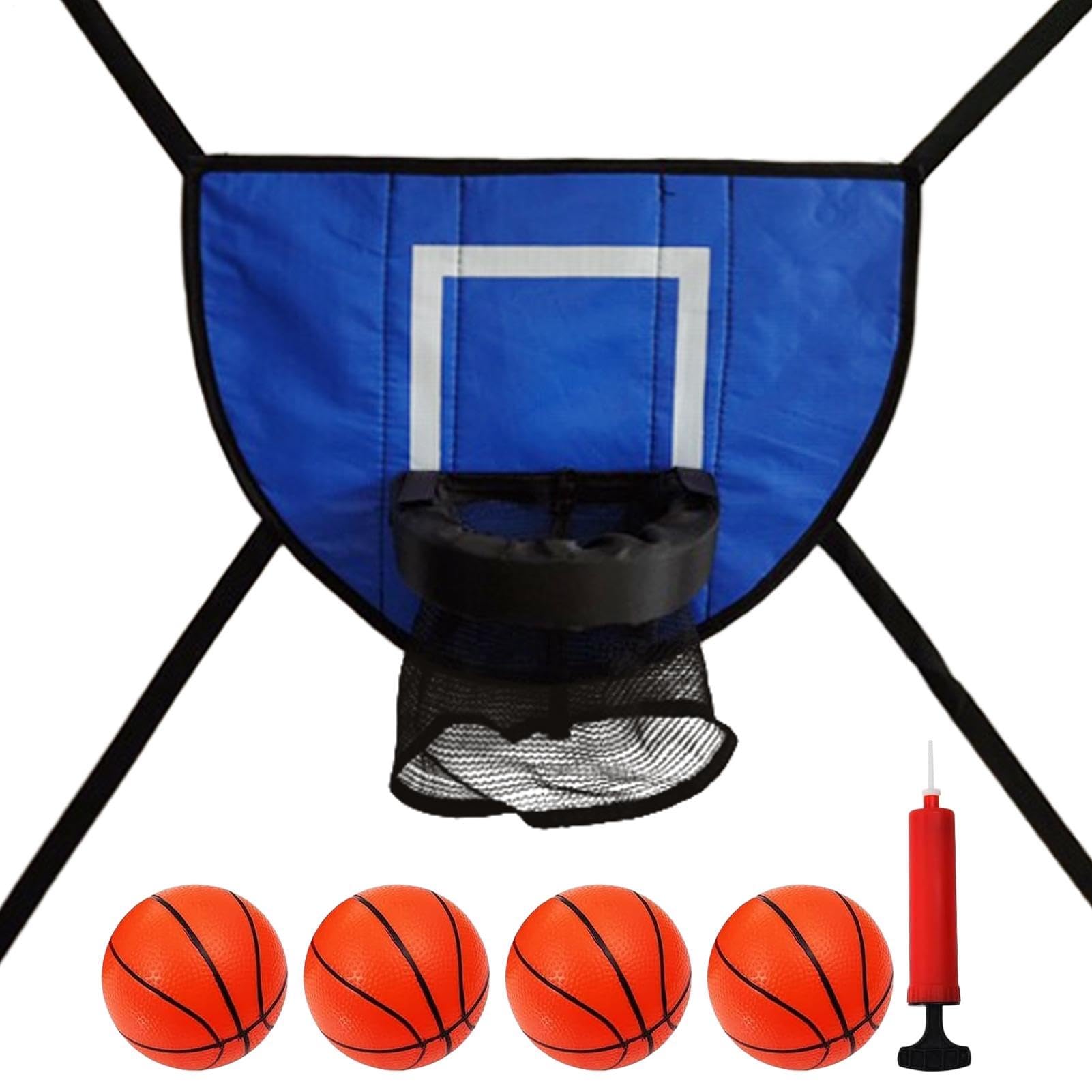 Trampolino da basket Canestro da basket per trampolino Attacco con 4 palline e pompa per bambini Adulti Uso interno ed esterno