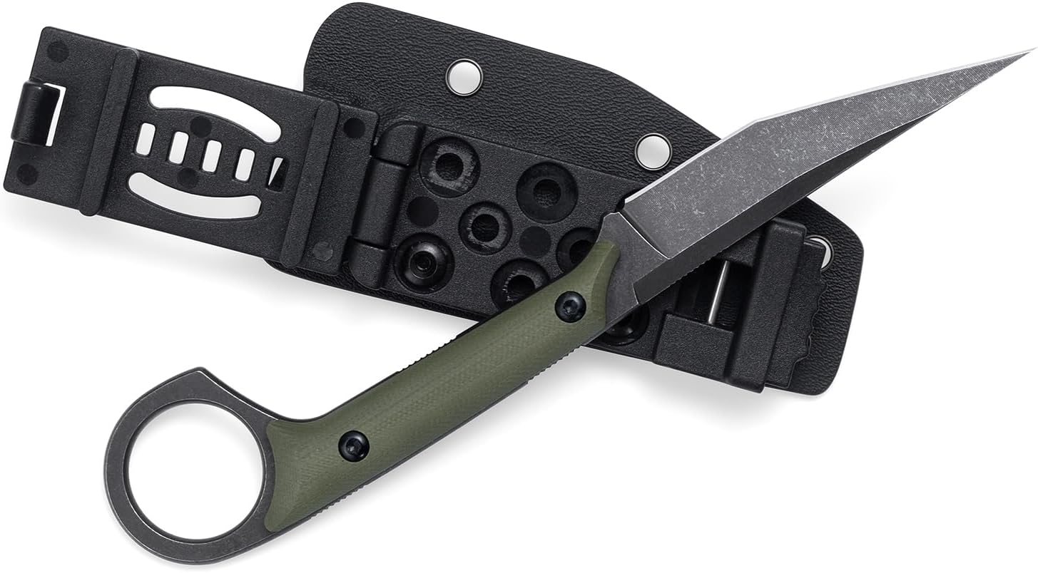 Fixed Blade Knife, D2 Steel Blade and G10 Handle, Utility EDC Knife for Outdoor Survival Hiking Camping with Kydex Sheath OS1221 (Green) - Image 3