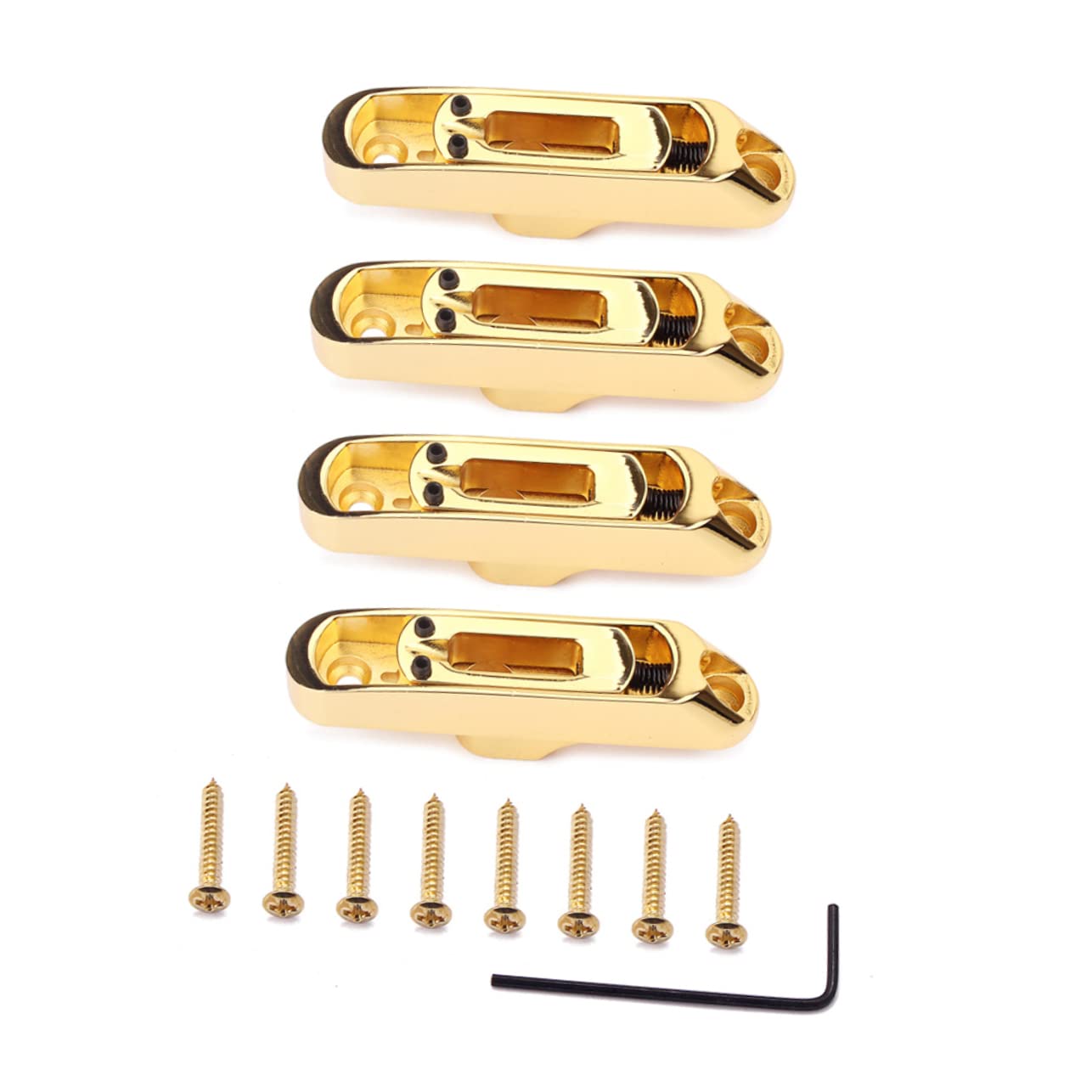 GOOHOCHY Replacement Bass Guitar Bridge 4 Pieces Zinc Alloy Sturdy Smooth Finish Golden