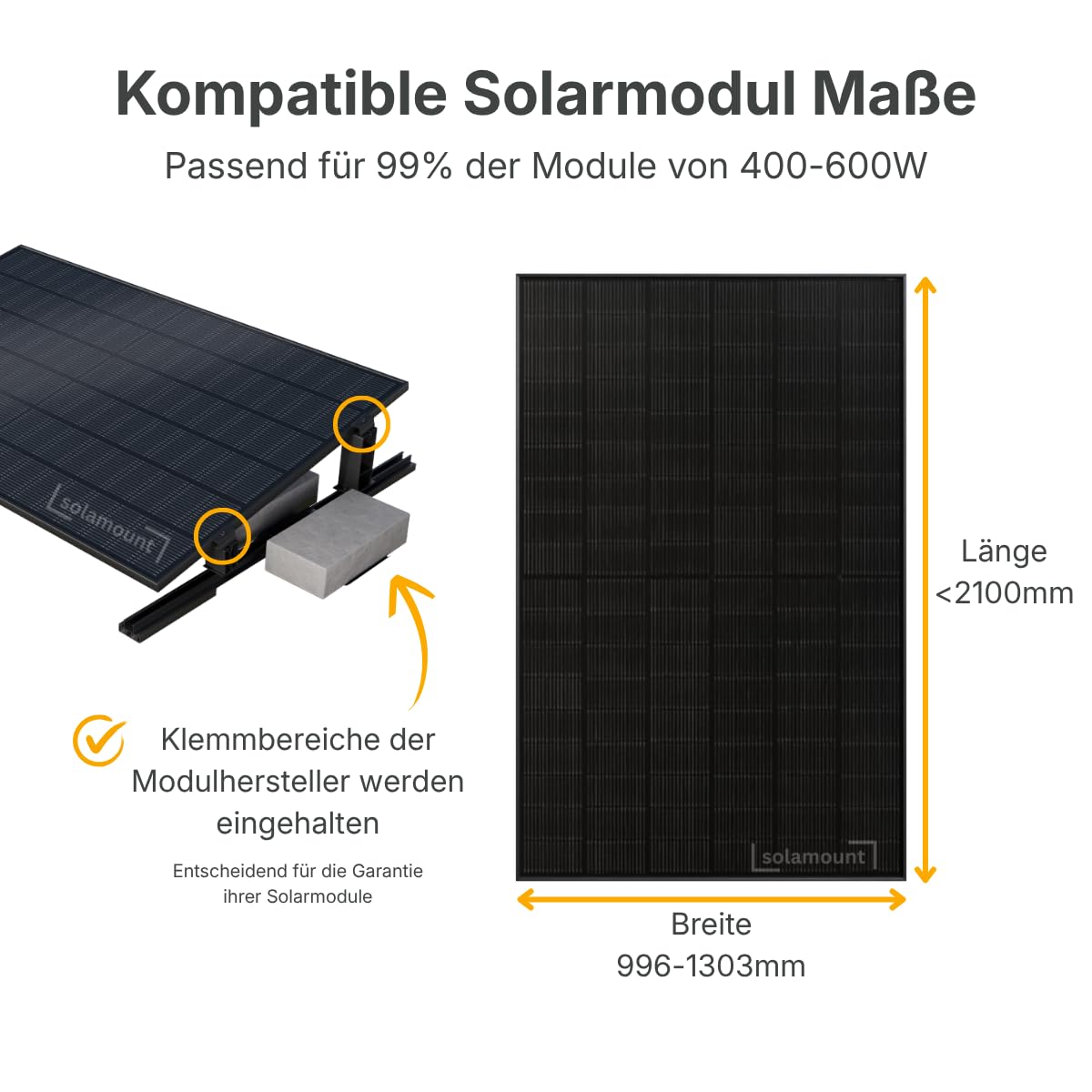 PV Flachdach Halterung ohne Bohren | Für 6 Module | Schwarz | Flachdach oder Bodenmontage | Einfache Montage