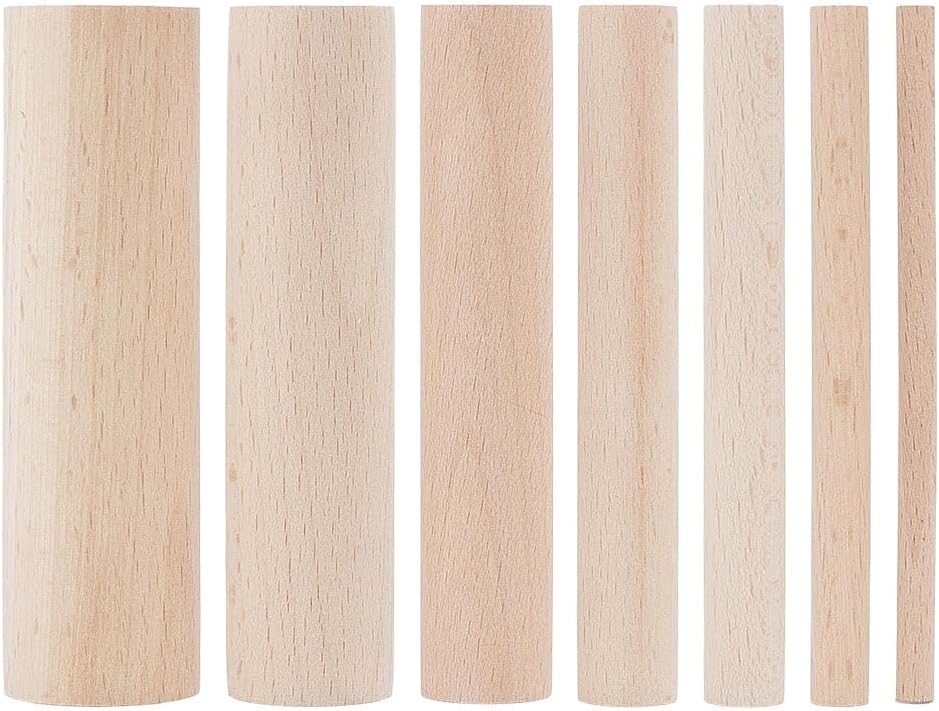 OLYCRAFT 7Pcs Wooden Mandrel Set Include 0.2-1.2 Inch Wire Looping Winding Rod with Transparent Storage Box Wood Ring Mandrel Adjuster Stick Round Jump Ring Mandrels for Wire Forming Rings Jewelry