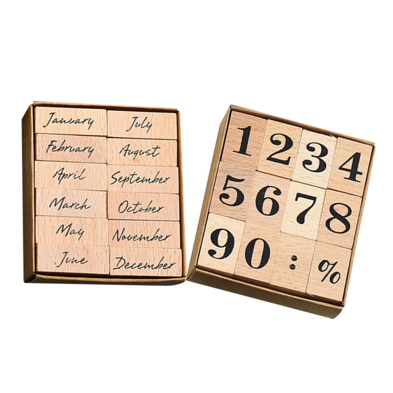 Veemoon 5 Set Sigillo Di Legno Timbro Fai -da -te Francobolli Del Giornale Mesi Fribri Per Il Journaling Timbro Per L'ufficio Timbri in Legno Bollo Mensile Pezzi * 5