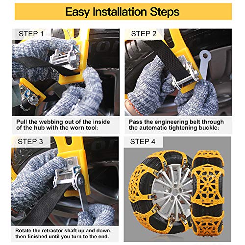 soyond Snow Chains Car Anti Slip Snow Tire Chains Adjustable Anti-Skid Chains Car Tire Snow Chains for Car/SUV/Trucks - Thumbnail 6