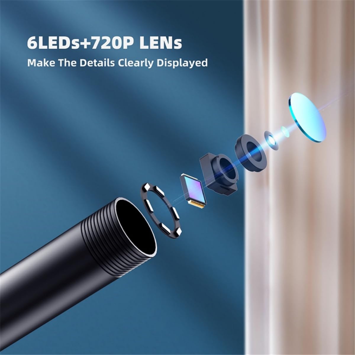Bezprzewodowa kamera endoskopowa 8,0 mm, 2,0 megapikseli, 720P HD, WiFi, boroskop inspekcyjny, IP67, wodoodporna kamera inspekcyjna z 8 diodami LED, 10 m