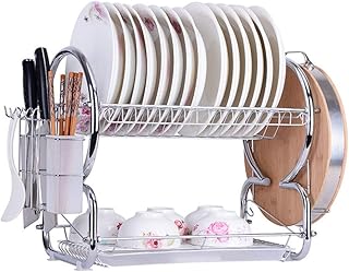 MZXUN Zmywarka, 2-warstwowy stojak na naczynia, łatwa w instalacji kuchenna zdejmowana deska odpływowa, kosz na suchy zastawa, stojak do suszenia naczyń