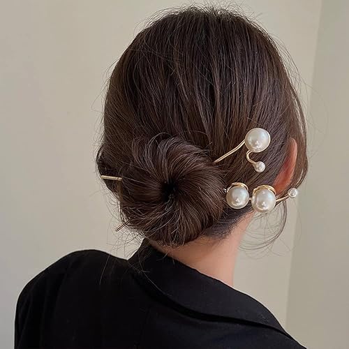 Miniatura 1 de 2 palitos de perlas, broches de pelo para niñas, mujeres, perlas, elegante tenedor de pelo retro, para novia, peinado