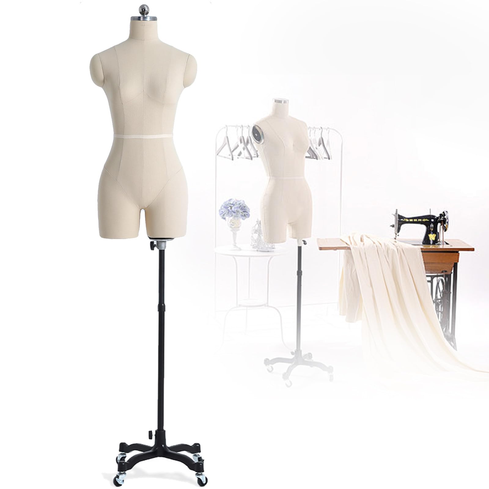 Damski manekin krawiecki plus size ze stojakiem – regulowana wysokość L84