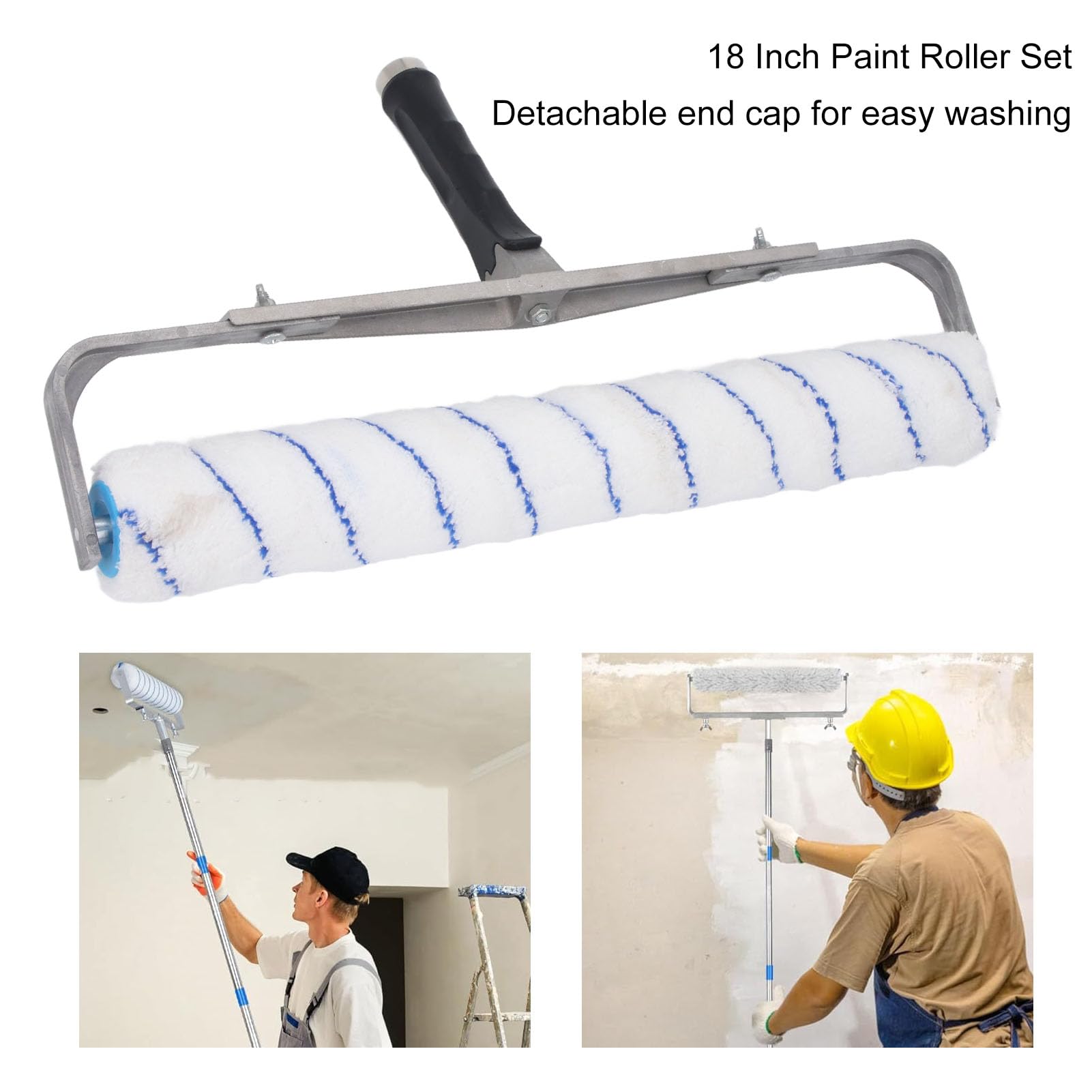 SIXRUN Rullo di Vernice da 18 Pollici, Cornice in Alluminio, Copertura Rapida, Compatibile con Tutte le Vernici, Maniglia Ergonomica, Rullo di Vernice con Cover a Rulli per la Pittura