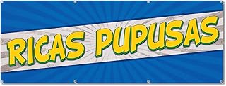 Ricas Pupusas | 36" X 96" Banner | Outdoor Vinyl Sign with Grommets | Cheese Pork Refried Beans Advertising Displays | Made in The USA