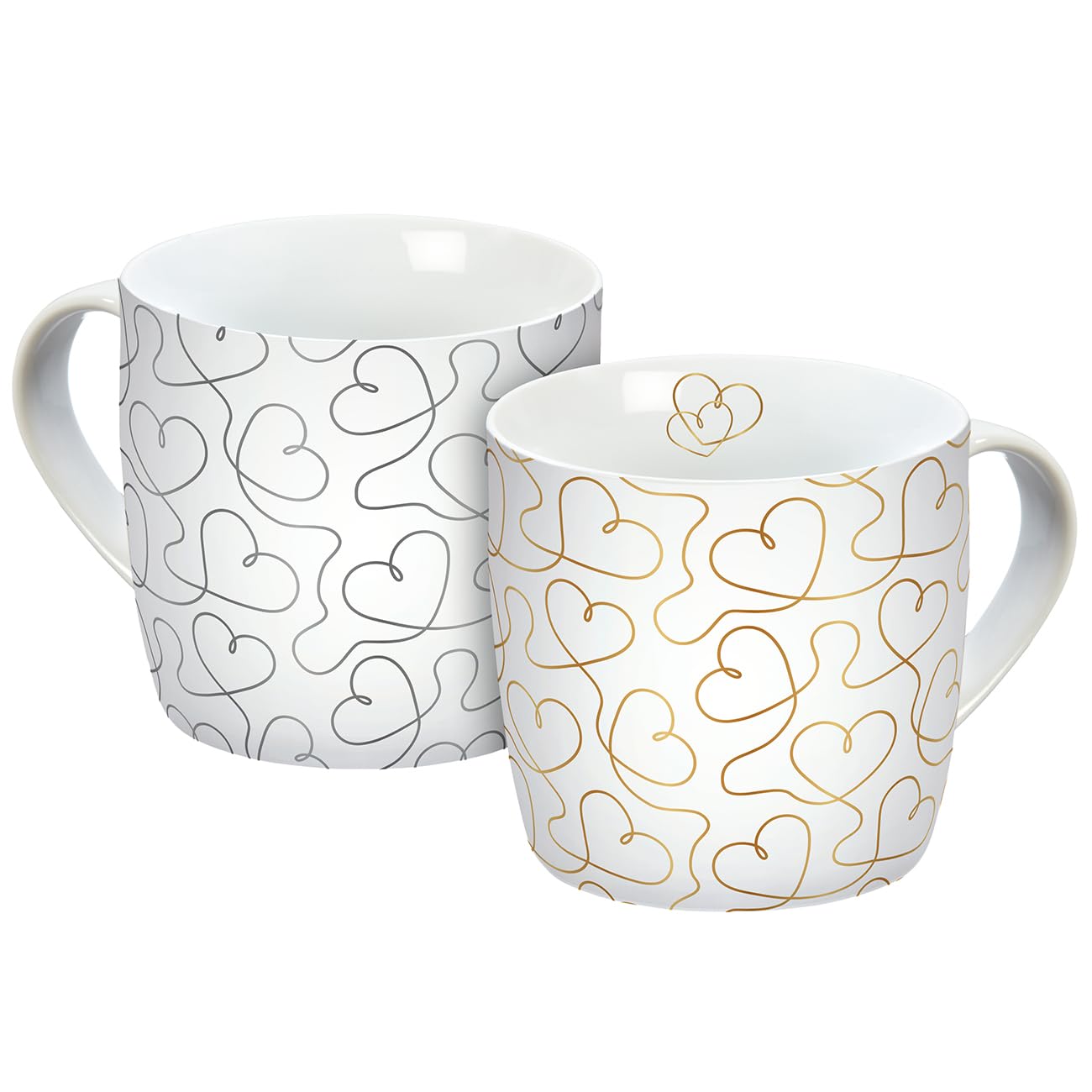 Tassen Set 2 teilig, Flying Hearts, Porzellan, 250ml, Tasse, Kaffeetasse, Porzellantasse, 2er Set, Geschenk, Freunde, Liebe, Herzen