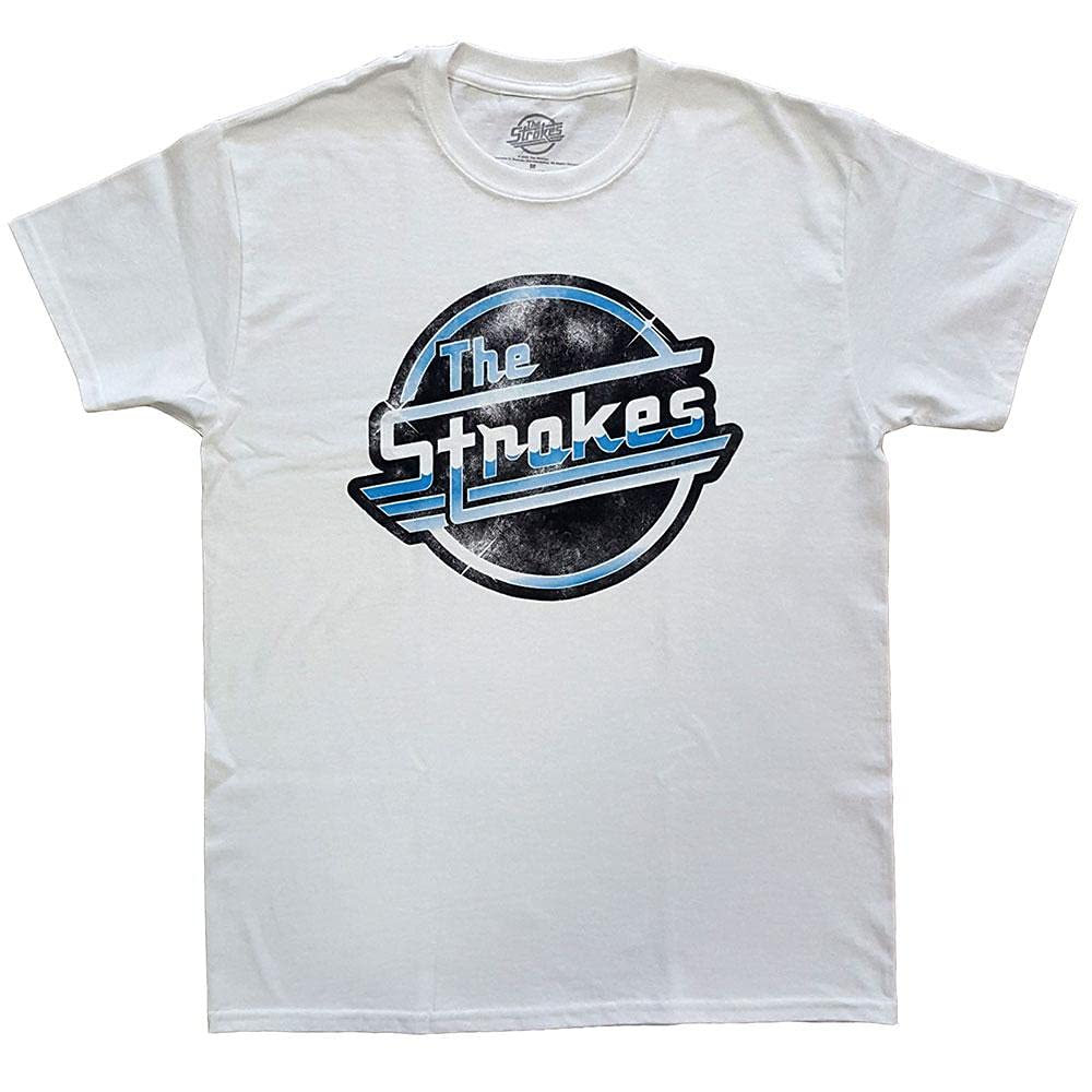 The Strokes T Shirt Distressed Magna Band Logo Official Mens White L