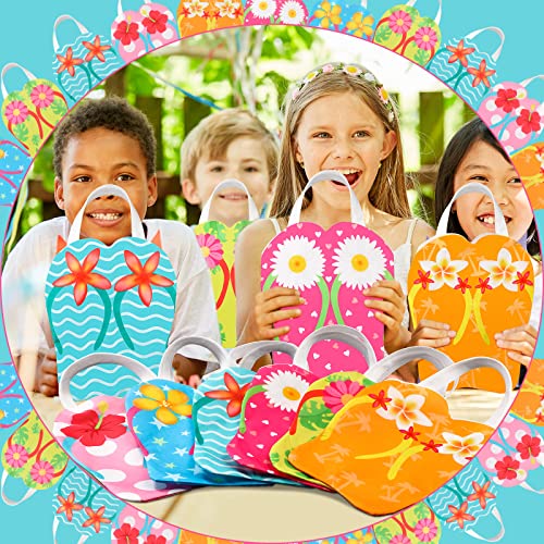 Silkfly 24 Pcs Flip Flop Tote Bags Non Woven Reusable Summer Beach Party Favor Tropical Gift Hawaiian Goodie Bags Bulk with Handles for Kids Birthday Hawaii Luau Party Decorations - Thumbnail 7