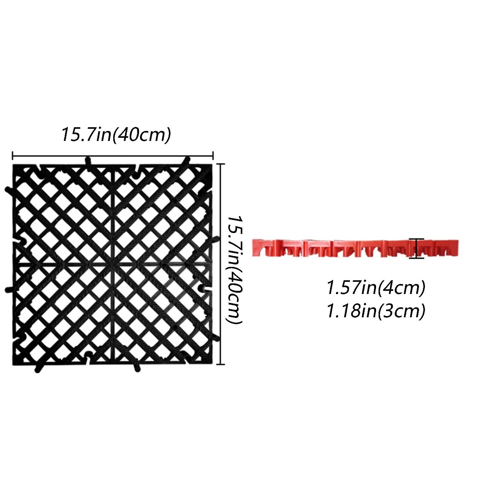 Azulejos entrelazados de Drenaje, Azulejos entrelazados modulares de 15,7 "x 15,7", Alfombra de Piso para Uso en áreas de Mascotas, Balcones, Piscinas, restaurantes, Bar，Black-1pcs