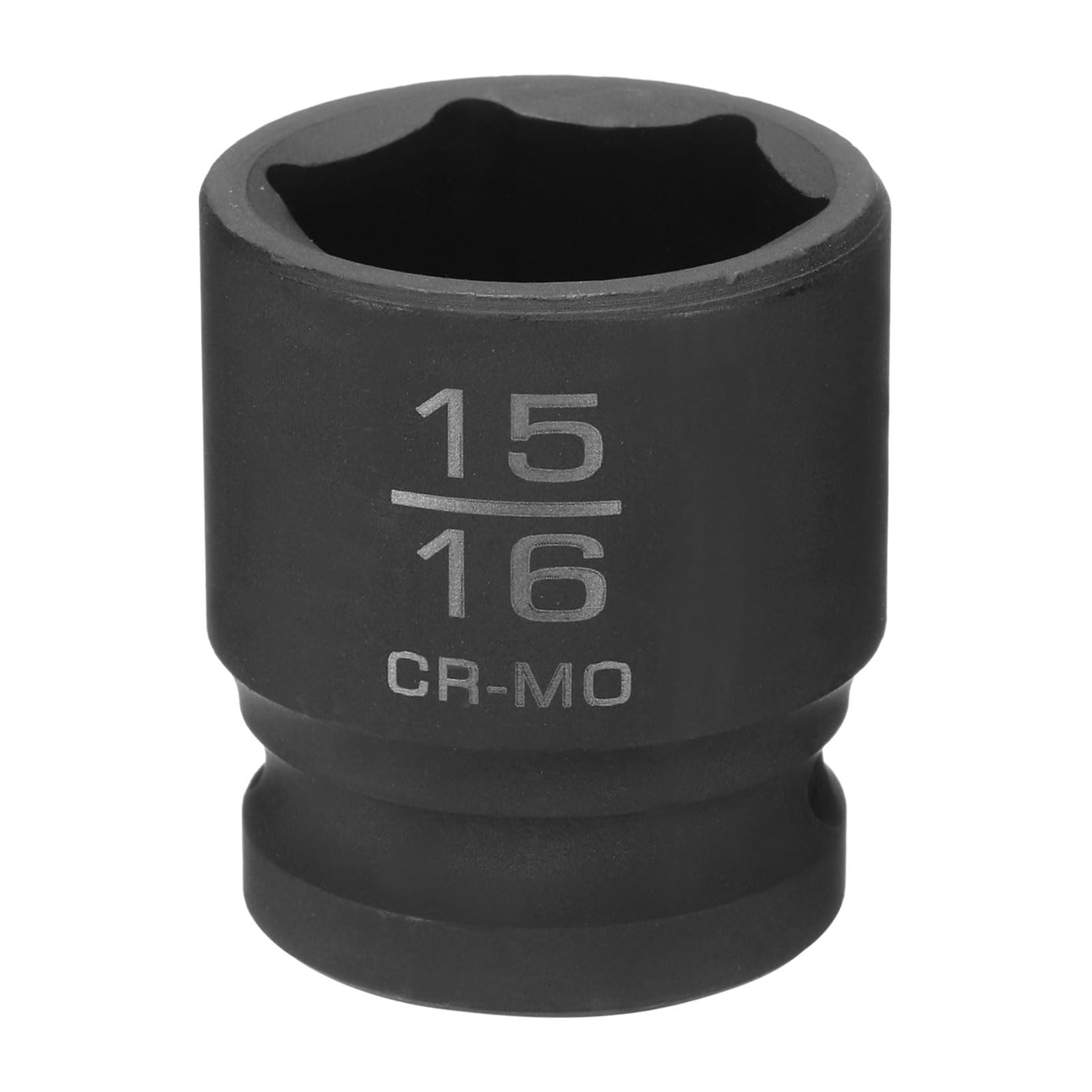 sourcing map 6 Point Shallow Impact Socket 15/16" Socket 1/2" Square Drive 38mm (1.5") Long 40CRMO for Home Auto Axle Hex Nuts Bolts Repair, Black