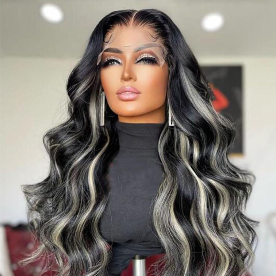 Amazon.com : Anisah Highlight Grey Wigs Human Hair for Black  display picture 2