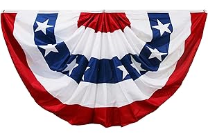 HOOSUN American Flags Bunting Red White And Blue 3x6, USA Flags Pleated...