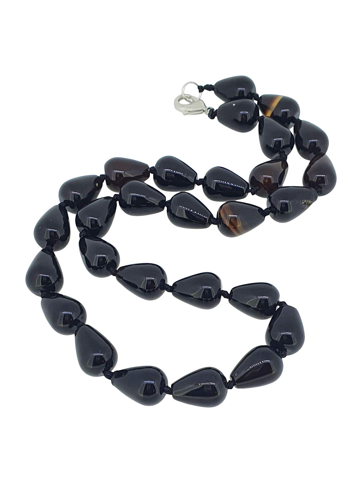 Treasurebay Collana a forma di goccia a goccia, per donne e ragazze, lunghezza 48 cm (agata nera)...