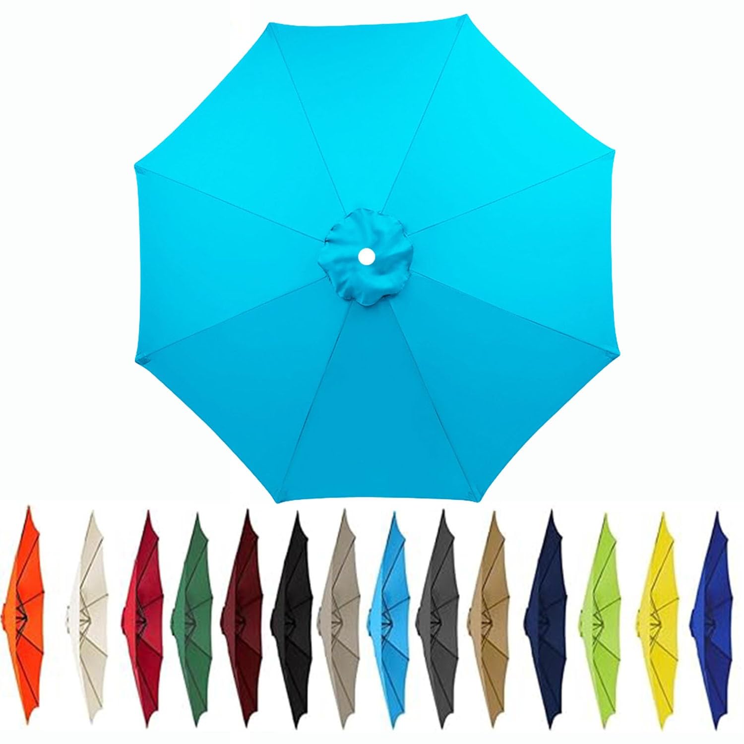 JORTUIO Outdoor Patio Umbrella Replacement Canopy,6 Ribs/8 Ribs Umbrella Canopy Cover, Protective Replacement Parasol Fabric Standby Cover,Canopy Only(Color17,6.5ft(2.0m)/8ribs)