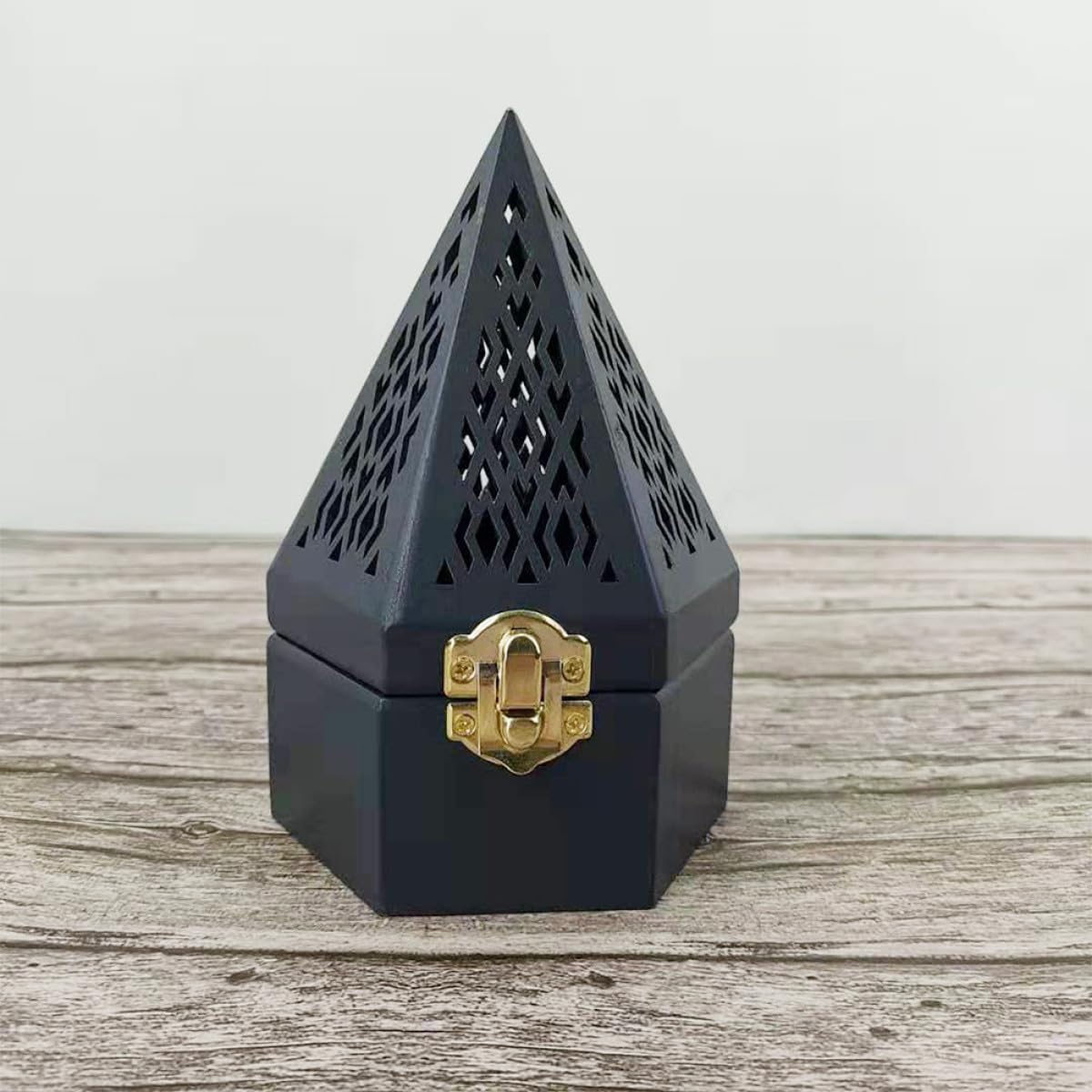 Pyramidenförmiger Holz Räuchergefäß Halter mit Hohlraum zur Aufbewahrung von Ätherischen Ölen und Räucherstäbchen für Schlafzimmer und Arbeitszimmer Dekoration