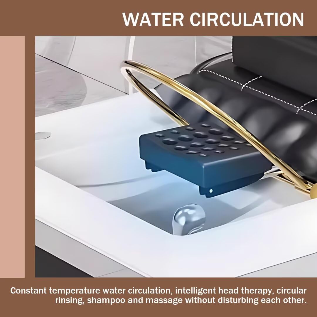 Professionelle Salon-Spa-Massageliege, luxuriöses schwarz-gestreiftes Design, Kopf-Spa-Ausstattung, Gesichtsliege mit viel Stauraum und Wasserkreislauf