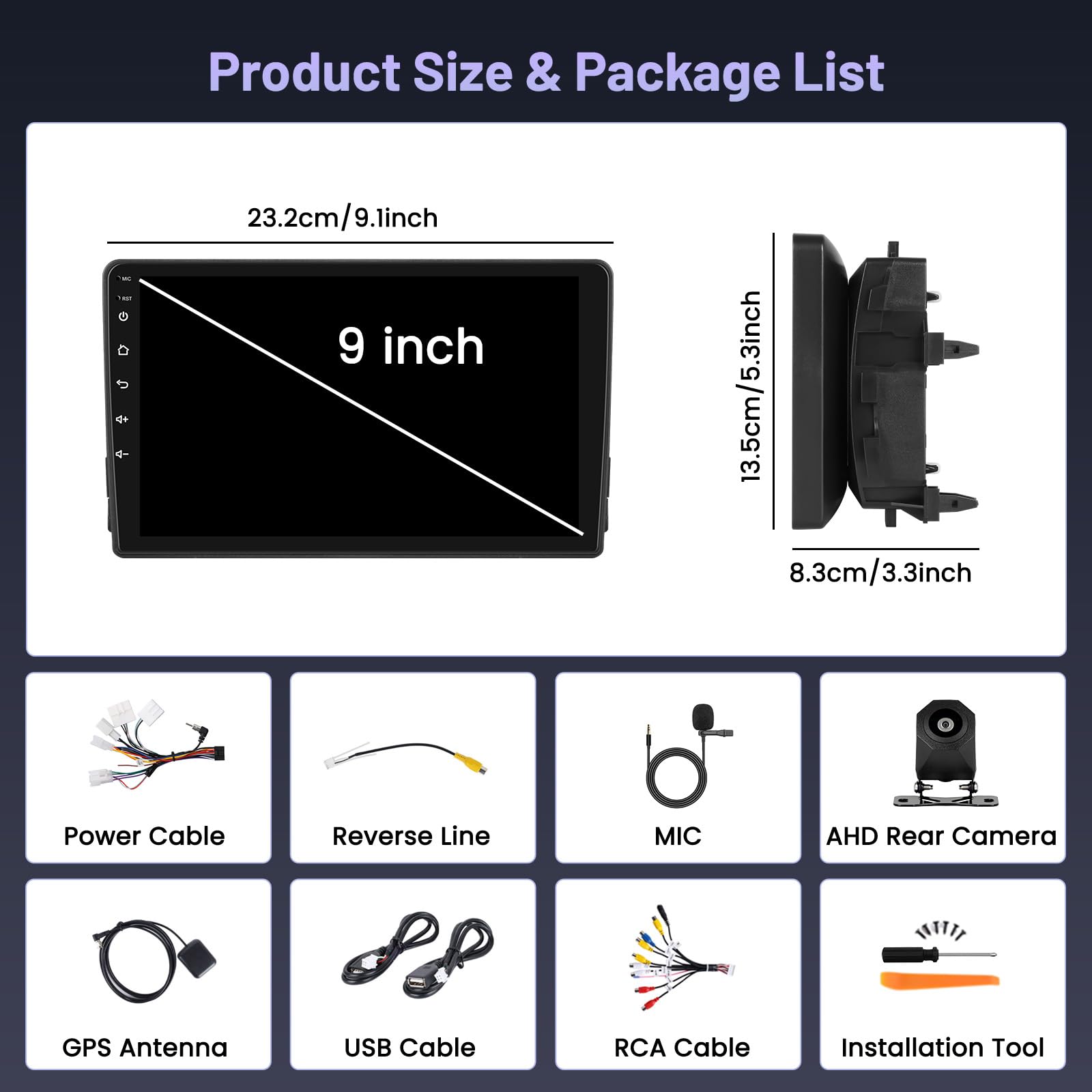Hikity 5G WiFi 4+64G Android radio samochodowe do Toyoty Auris 2006-2011 Wireless Carplay Android Auto, 9-calowy ekran IPS radio samochodowe z nawigacją Bluetooth FM/RDS SWC kamera cofania