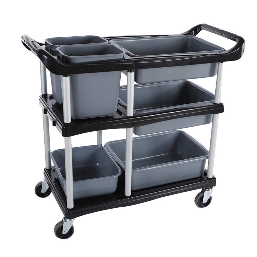 Carrito de almacenamiento multifuncional, carro de servicio, carrito de tres pisos, carrito de PP para recoger platos, restaurante de hotel, camión de recogida multifunción, camión de recogida