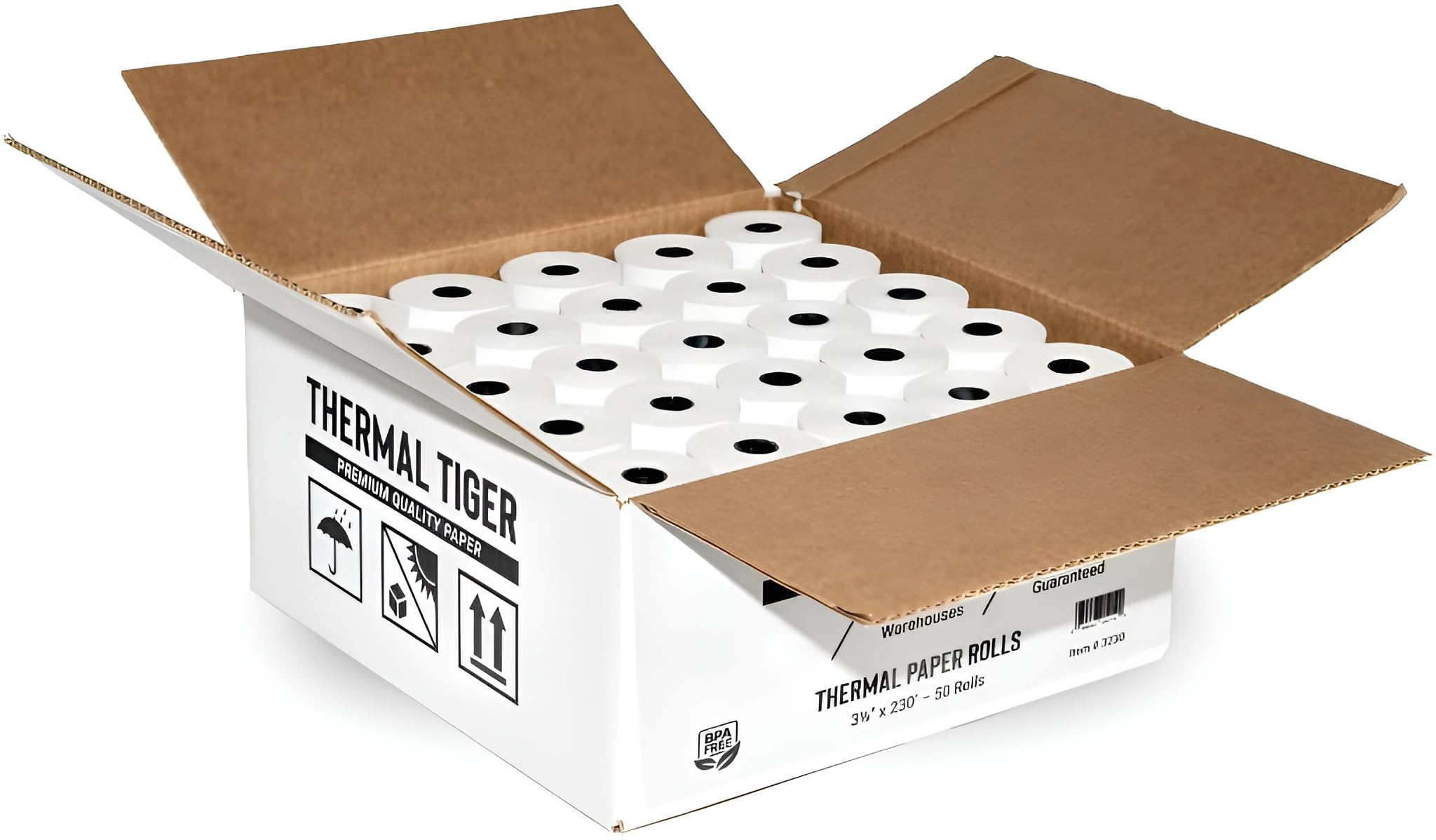 Thermal Tiger Thermal Receipt Paper, 3-1/8" x 230' White (50 Rolls)