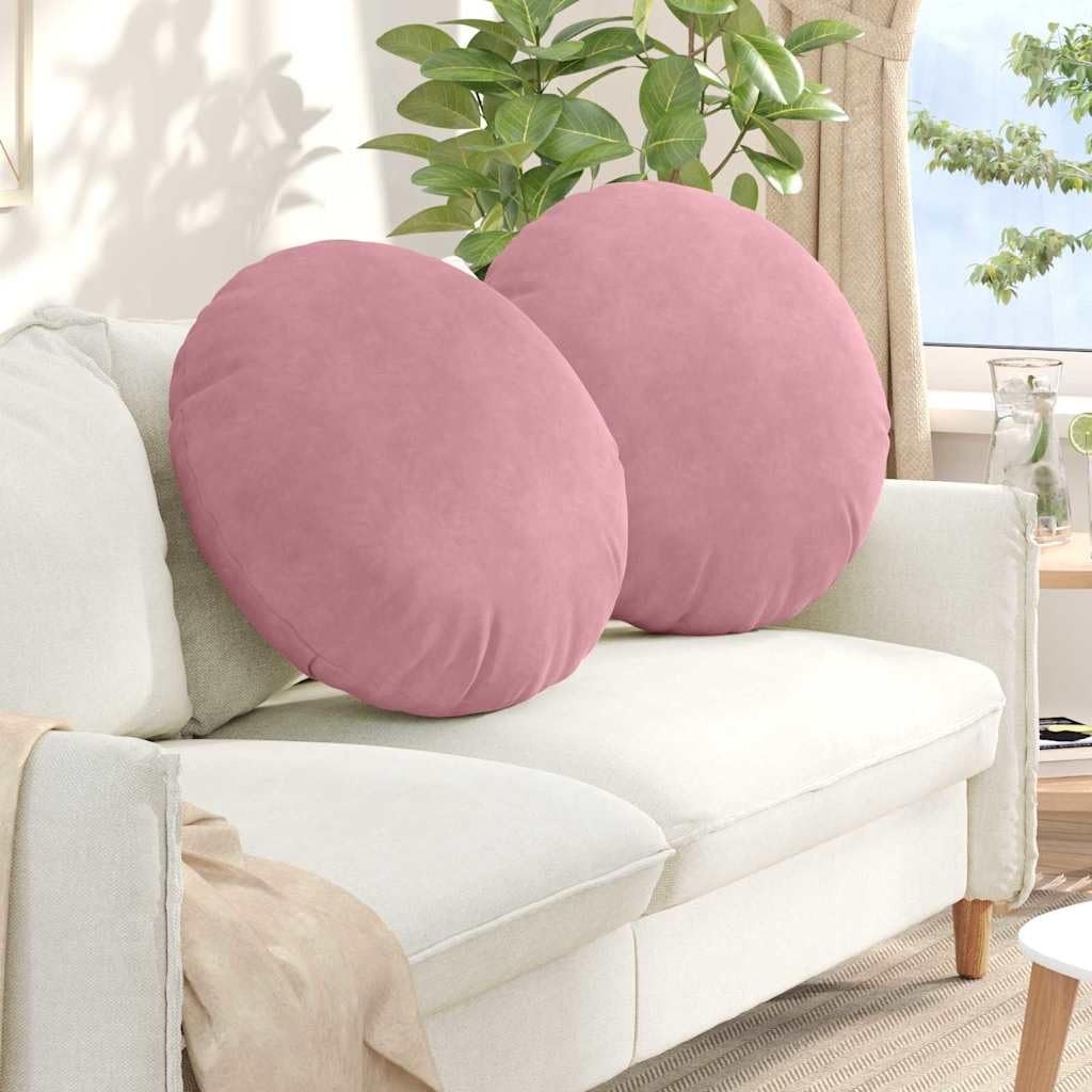 Cuscino da seduta, 2 pezzi, rosa, Ø 60 x 21 cm, in velluto, con chiusura lampo, per uso interno versatile