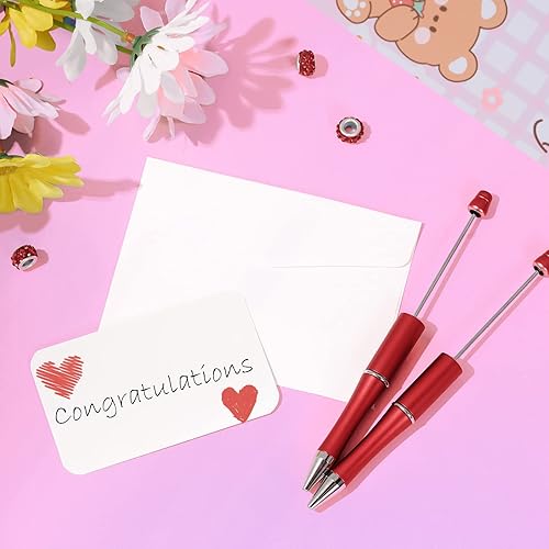 Miniatura 4 de jiebor 50 bolígrafos rojos con cuentas de plástico, bolígrafo de tinta negra, lindos bolígrafos geniales para estudiantes, profesores, regalos de