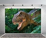 Picture of Leyiyi 7x5ft Photography Background 3D Safari Dinosaur Birthday Party Backdrop Ancient Jungle Tropical Bush Teeth Hunting Summer Camp Baby Shower Photo Portrait Vinyl Video Studio Prop
